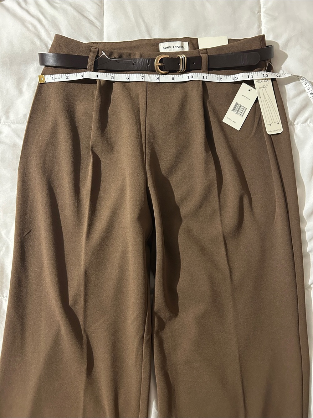 Soho Apparel Brown Flat-Front Men's Shorts with Dark Brown Belt